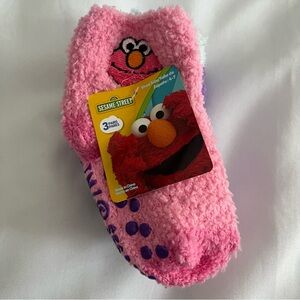 Sesame Street Fuzzy Grip Elmo Abby Socks Toddler Girl Size 4-7